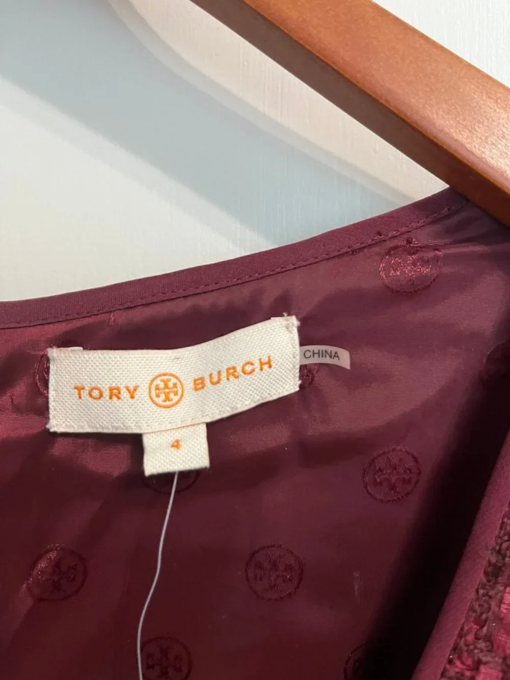 Tory Burch Drew Dress Dark Plum Tweed Sheath Sz 4 NWT $375 Retail